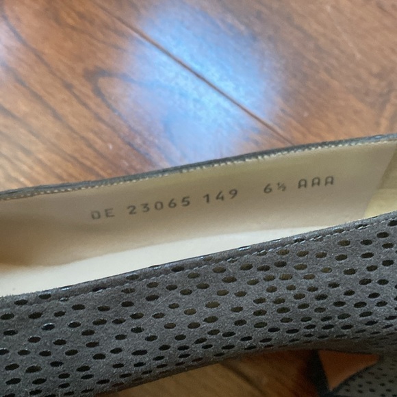 Ferragamo Size 6.5 Square Toe Pumps Green Brown with Shiny Flecks - Picture 4 of 7